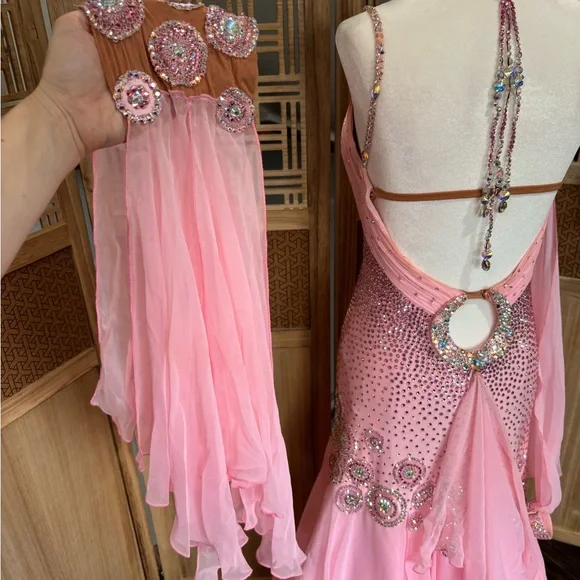 Chrisanne Couture Pink Ballroom Gown with Removable Standard Floats - Picture 7 of 9